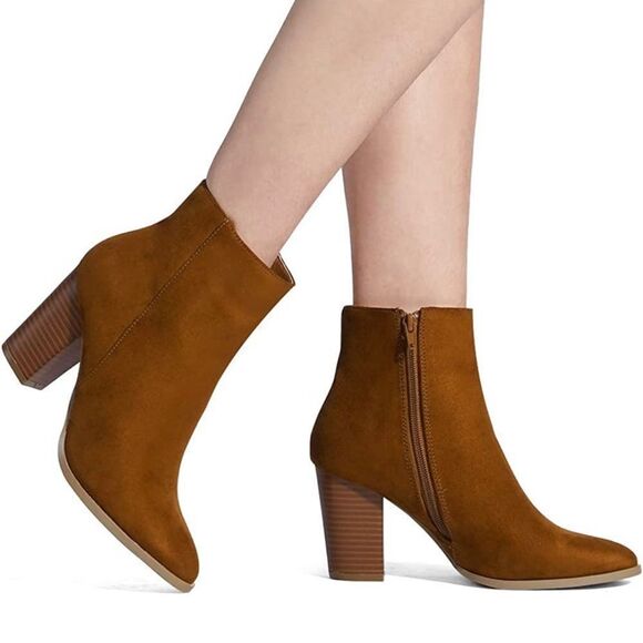 NWT Wool + Pepper Co. Tan Suede Heeled Ankle Booties - Picture 1 of 8